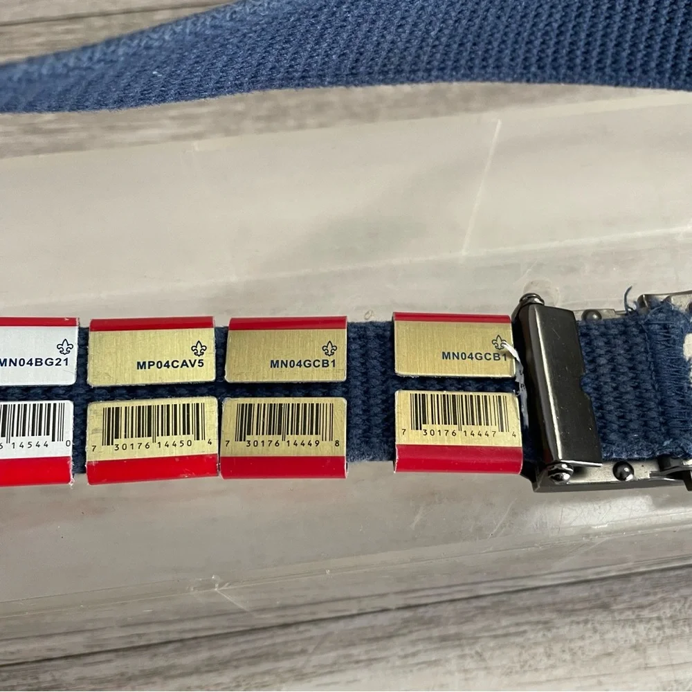 Boyscouts Blue Web Belt Size 28 with 9 Merit Metal Slides Sliders